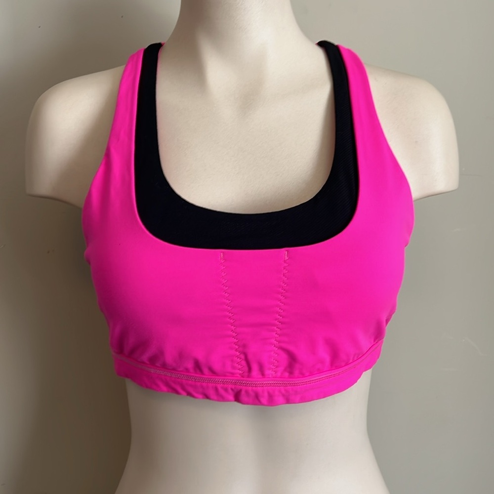 Lululemon Athletica Vibrant Pink Sports Bra with Black Trim